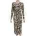 JOIE Aja Long Sleeve Golden Hour Paisley Ruched Midi Stretch Dress - Size M NWT.