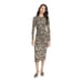 JOIE Aja Long Sleeve Golden Hour Paisley Ruched Midi Stretch Dress - Size M NWT.