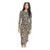 JOIE Aja Long Sleeve Golden Hour Paisley Ruched Midi Stretch Dress - Size M NWT.