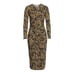 JOIE Aja Long Sleeve Golden Hour Paisley Ruched Midi Stretch Dress - Size M NWT.