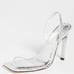 Good American Women Like New Lucite Silver Square Toe High Heels Sandal 10.5
