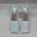 Good American Women Like New Lucite Silver Square Toe High Heels Sandal 10.5