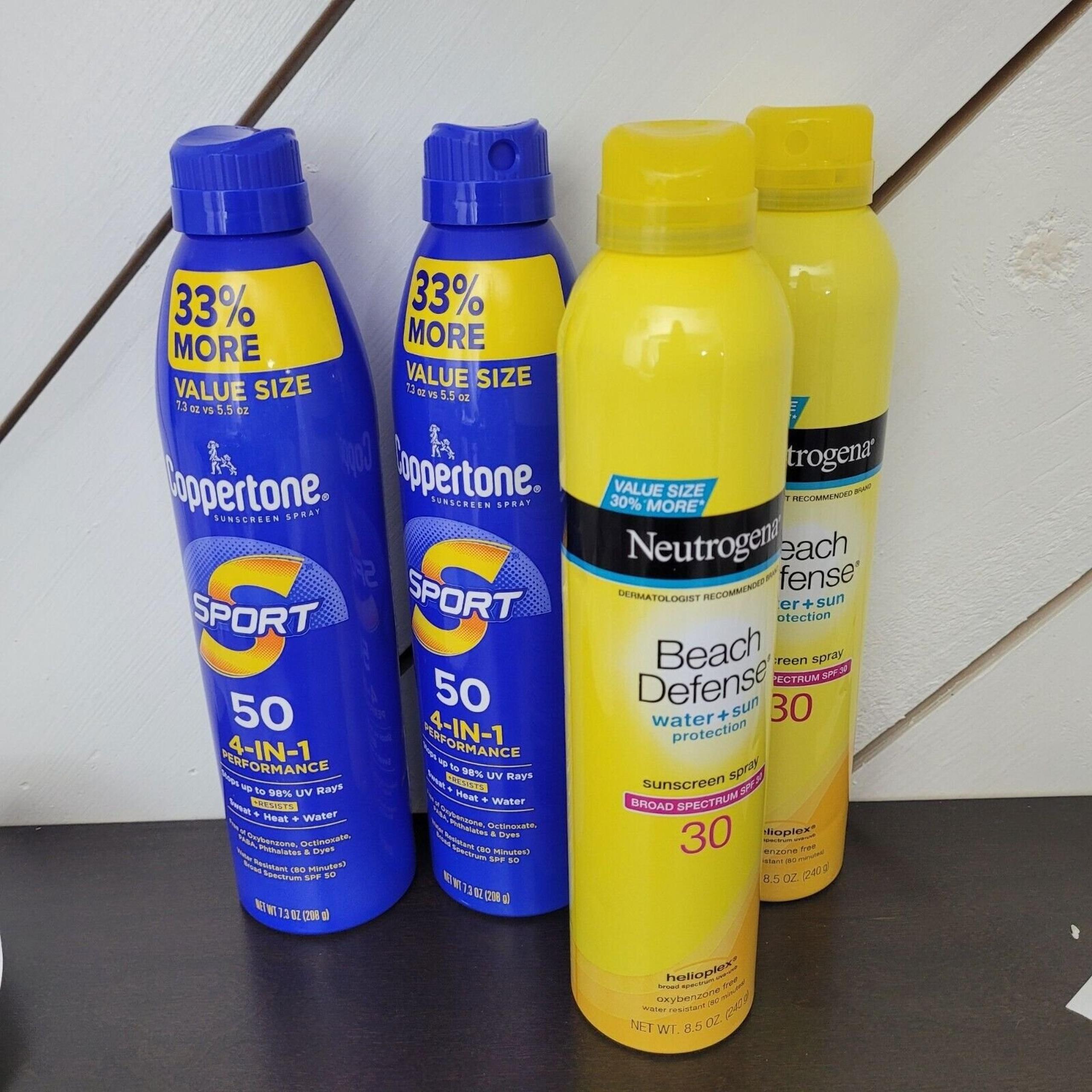 Coppertone & Neutrogena Sunscreen Spray Lot With SPF 30/50 Broad Spectrum 16CT