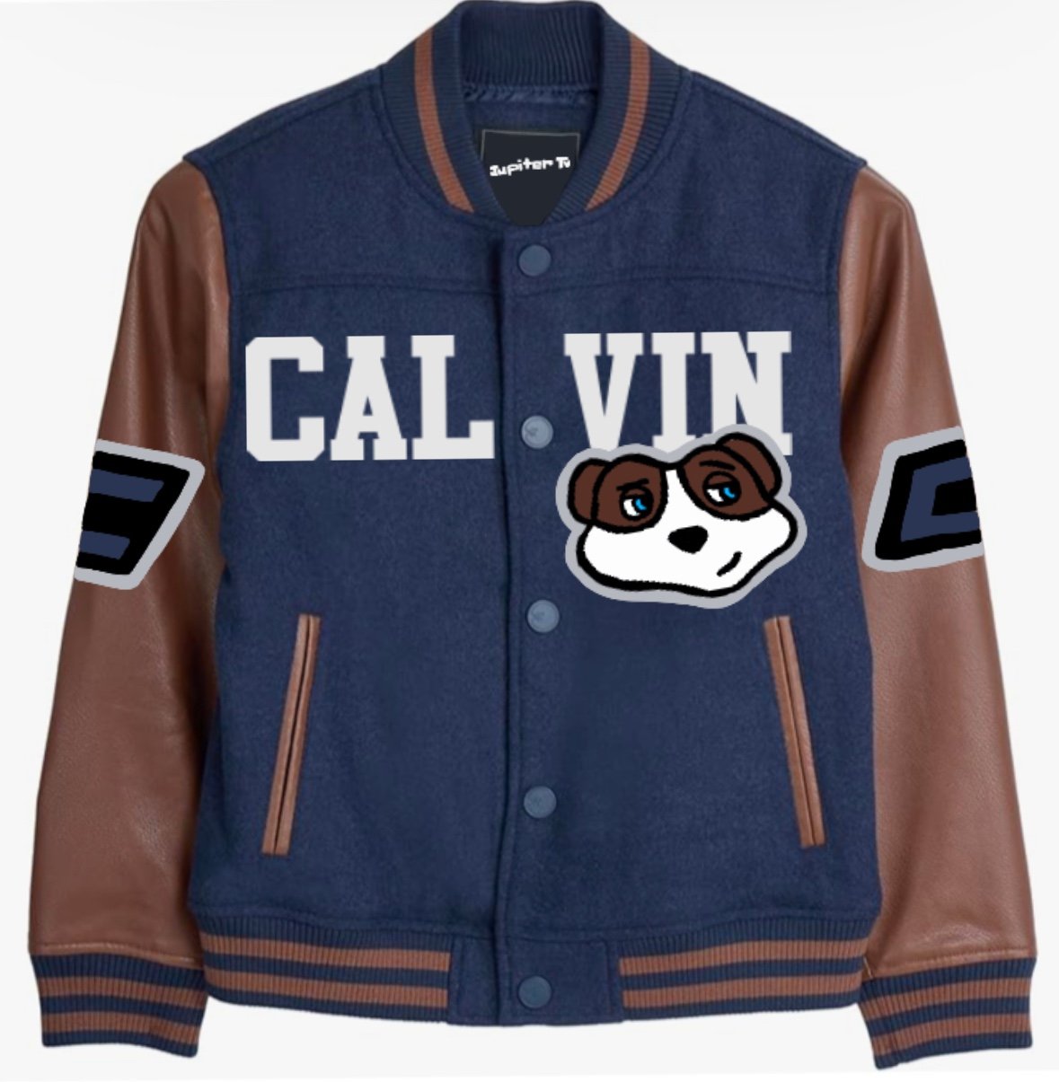 Boys’ Varsity Letterman Jacket Brown/Blue Calvin Kids Size 6-7