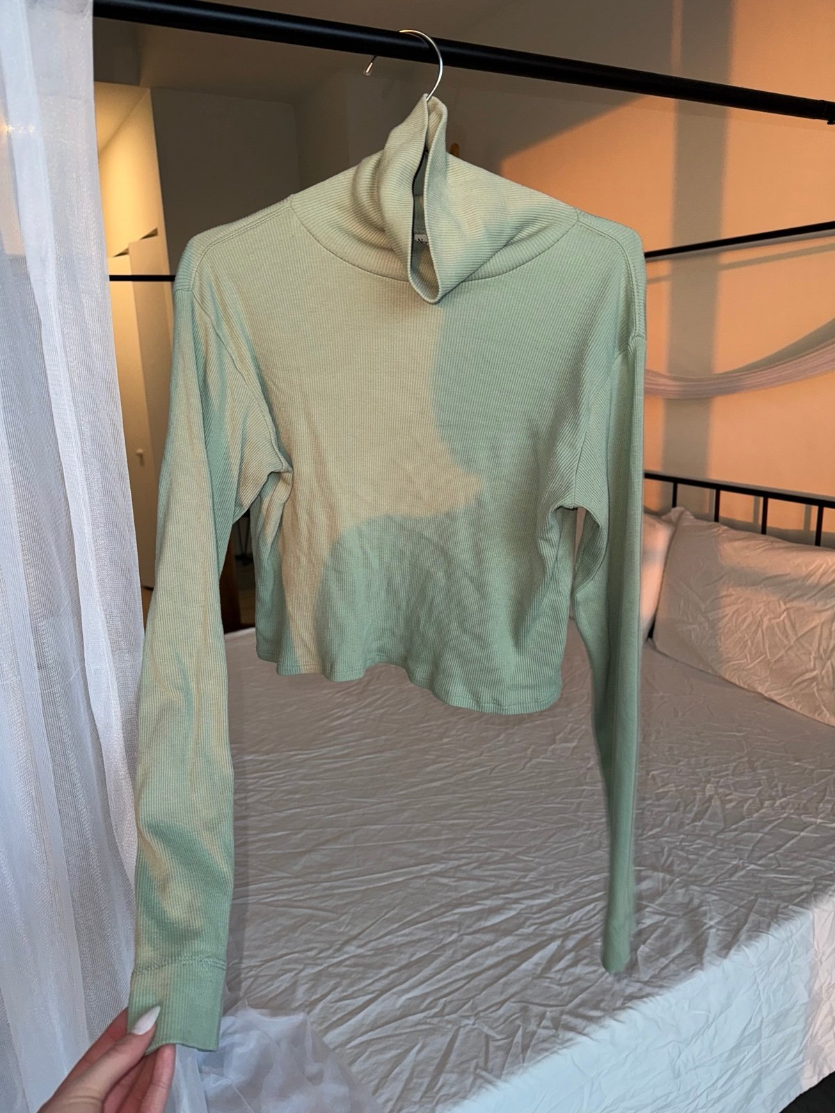 Reformation turtleneck mint sweater