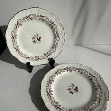 Coalport Burgundy Gold Rim Salad Plate Set of 4