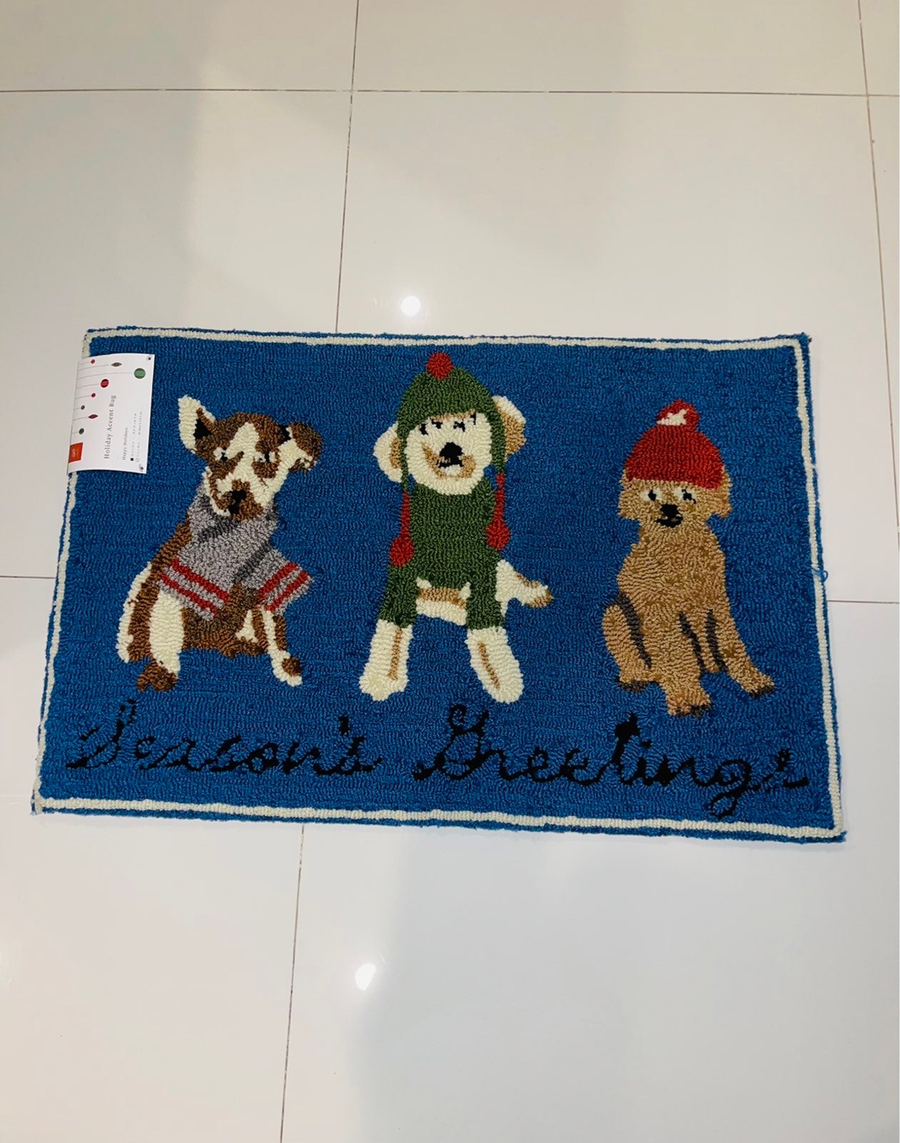Christmas Holiday Dog Accent Rug