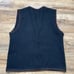 Henri Bendel 100% Wool Black Vest Unisex With Brown Stitching Size Large
