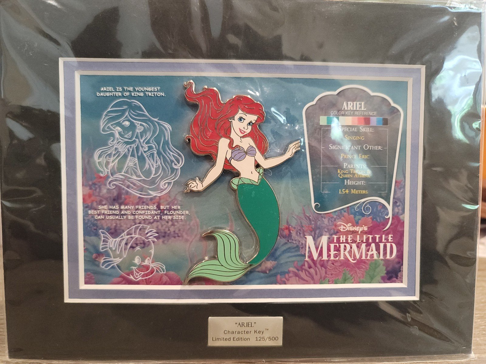 Ariel Little Mermaid LE JUMBO Disney Pin ✿ Character Key Variant Under Sea RARE