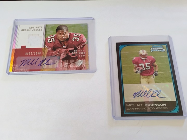 Michael Robinson autographed nfl football trading cards