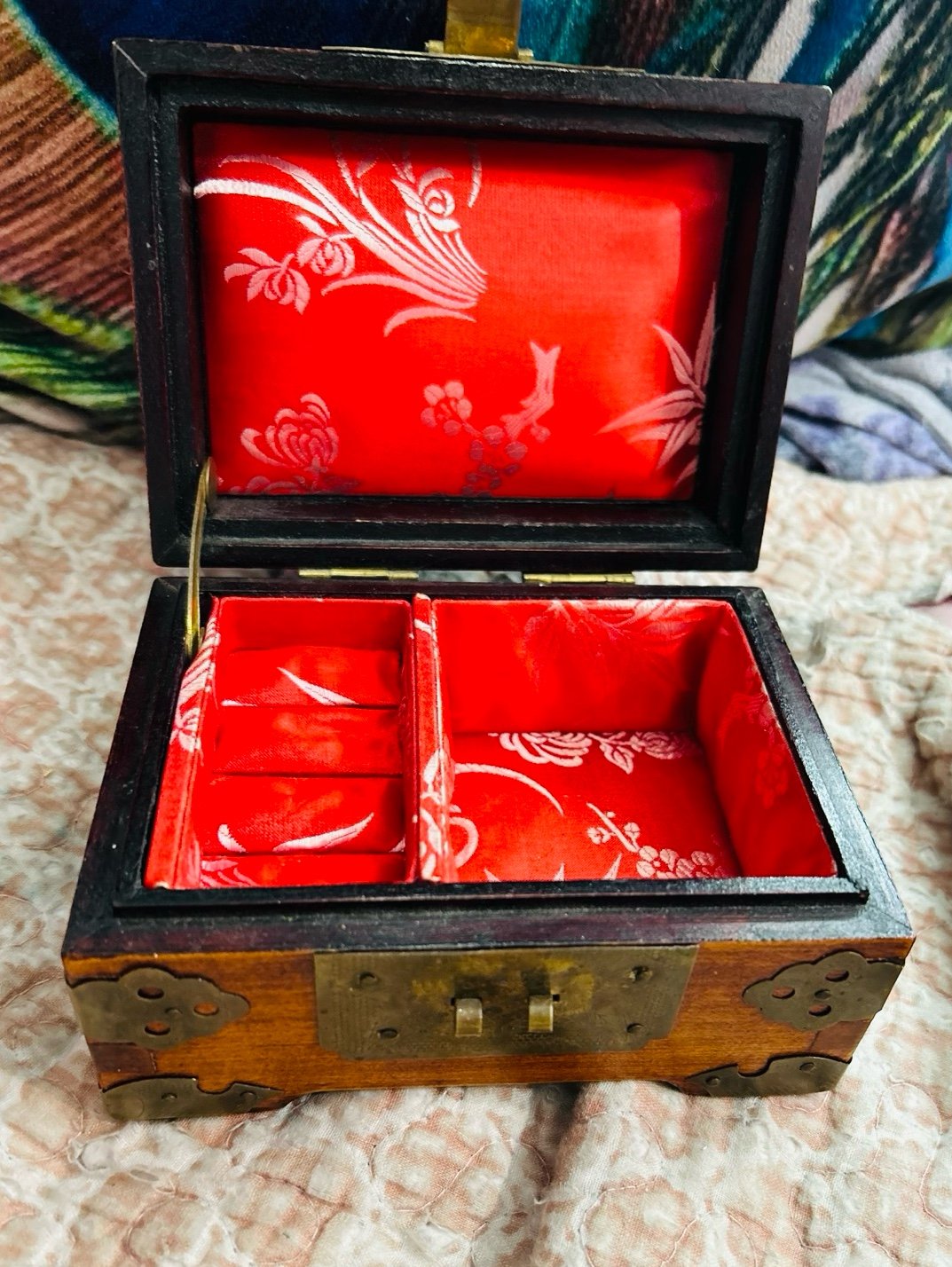 Asian Rosewood and Brass Jewelry Box