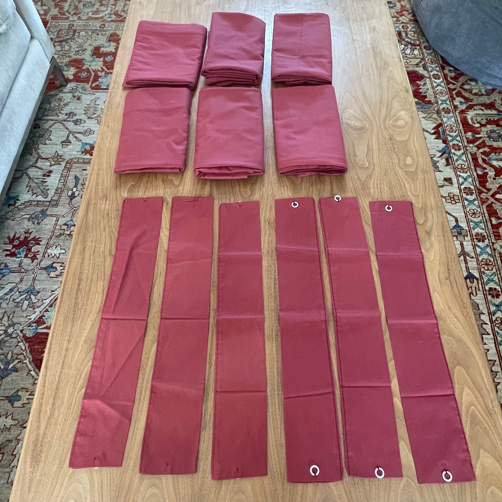 6 curtain panels with tie backs