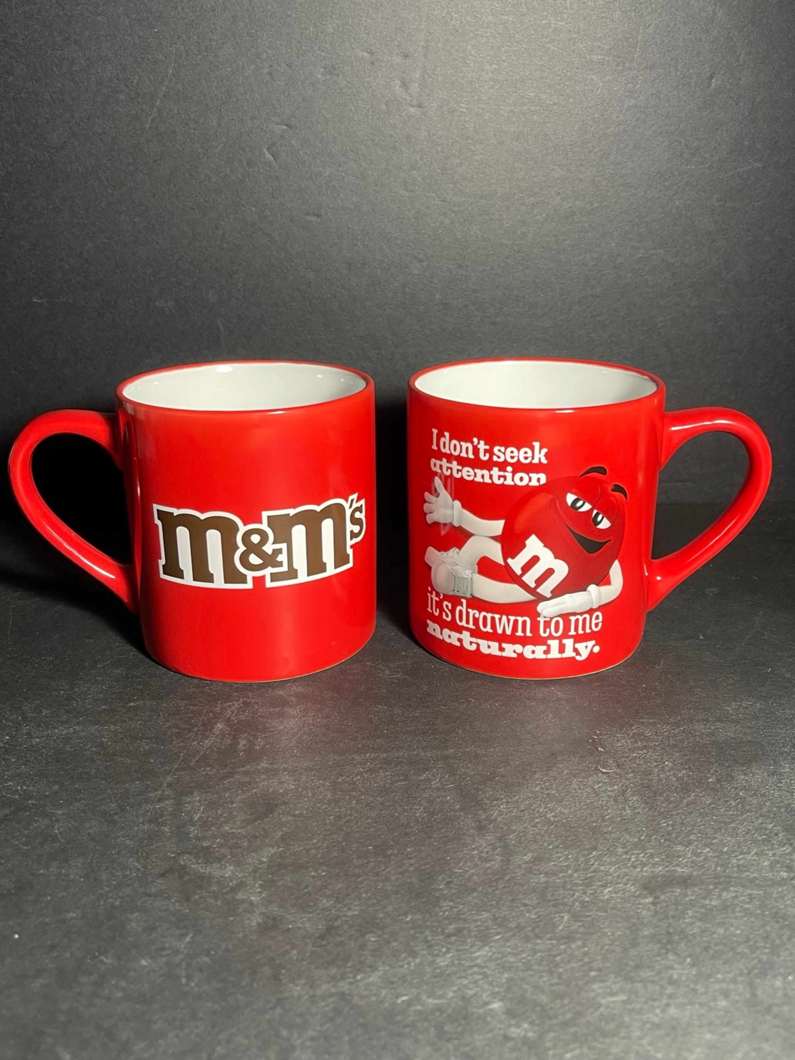 New Never Used 2023 Set Of 2 Red M&M 16oz Coffee Mugs Excellent Condition T59