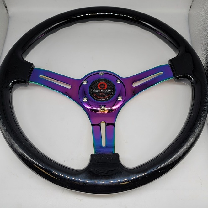 NEW 350MM 14 Universal Mugen ABS Racing Steering Wheel Black With Neo Spoke