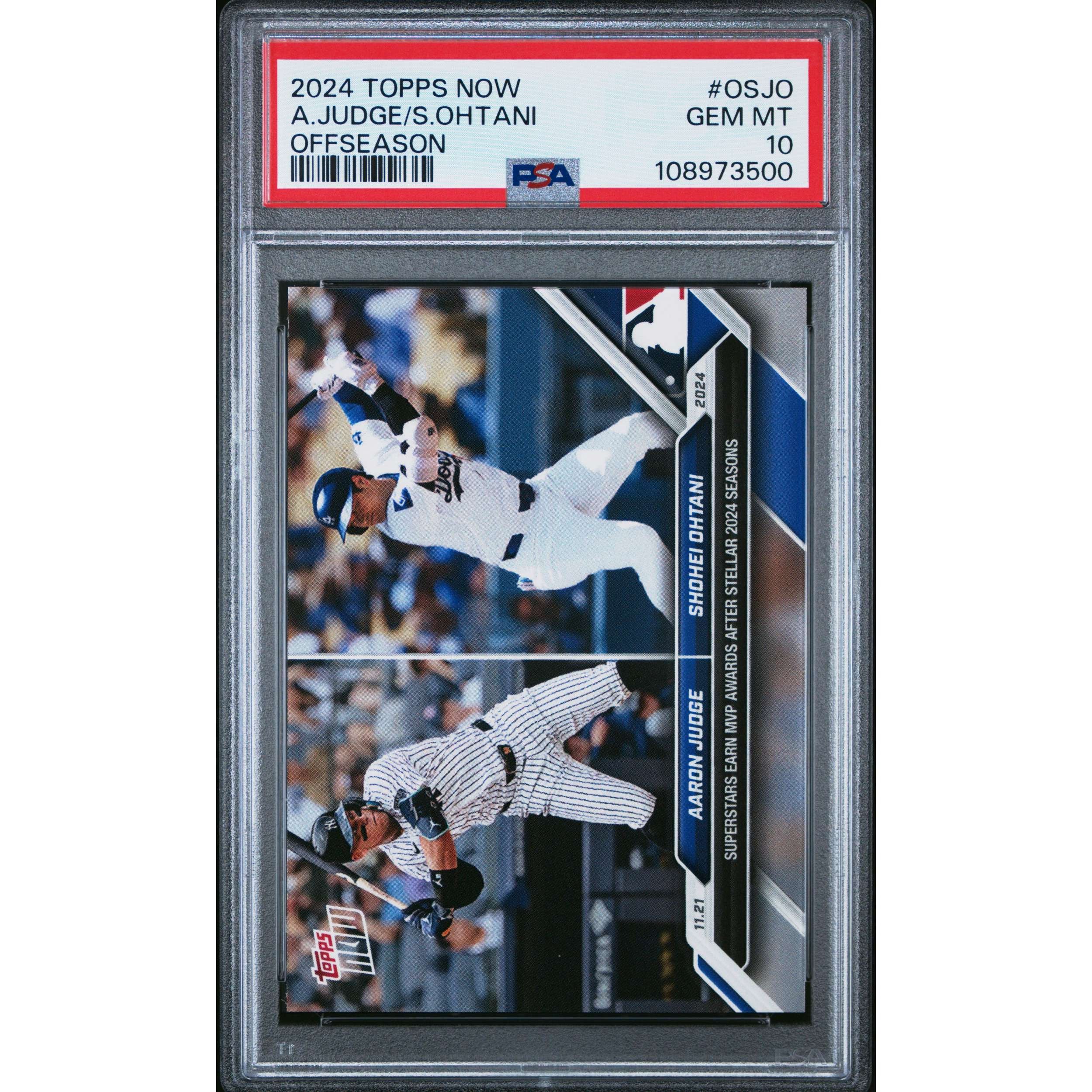 Graded 2024 Topps Now Aaron Judge/Shohei Ohtani #OSJO Card PSA 10