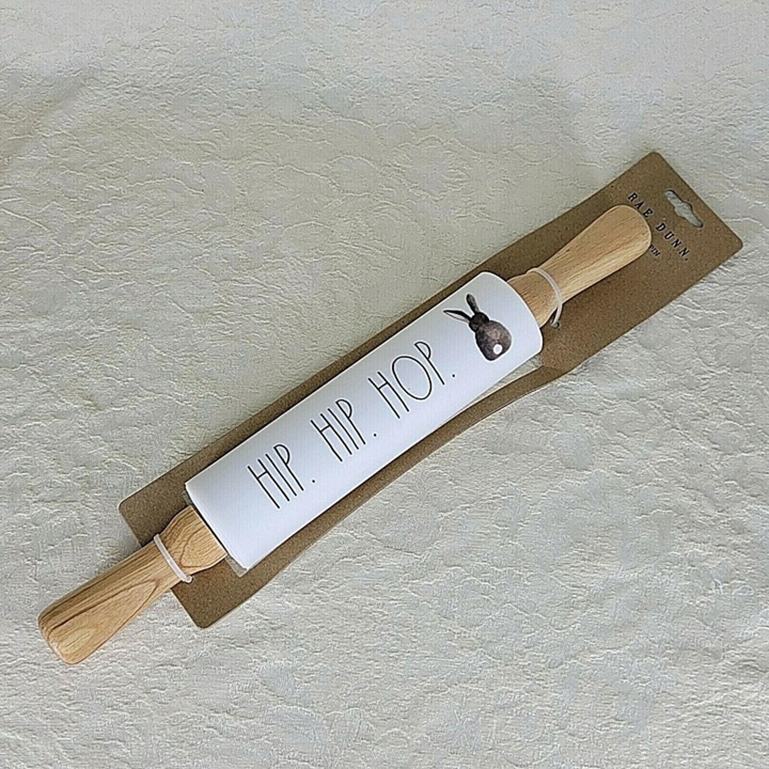 Rolling Roller Pin with Handles Baker Easter Bunny Cute Black White Bunny Wood