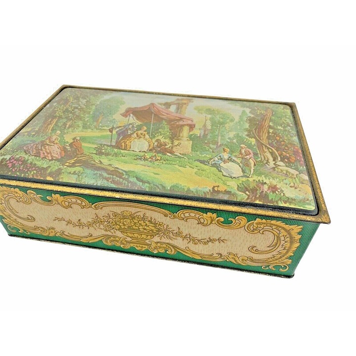 Vintage Tobacciana Cigar Trinket Tin Metal Box Tobacco Litho Cigar