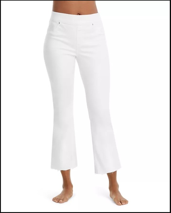 Spanx Cropped Flare Boot Cut White Pull On Jean-ish Leggings XL #15