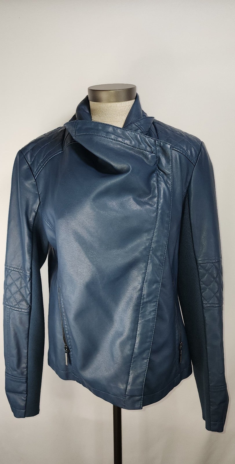 Mo-Ka blue faux leather jacket size M