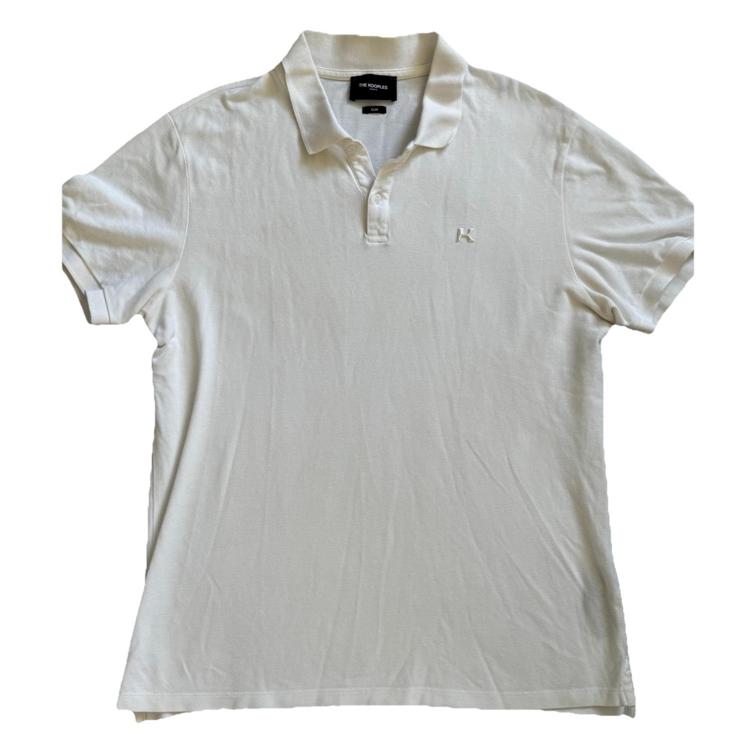 THE KOOPLES PARIS WHITE PIQUE COTTON LOGO POLO SHIRT LG