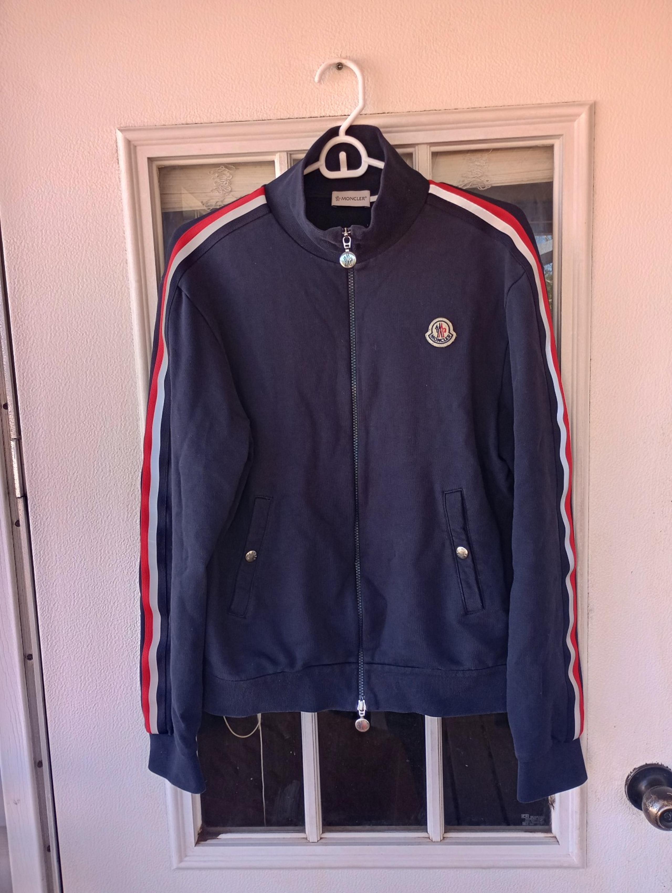 MONCLER Navy Stripped Maglia Tricot Cardigan Sz L Men's