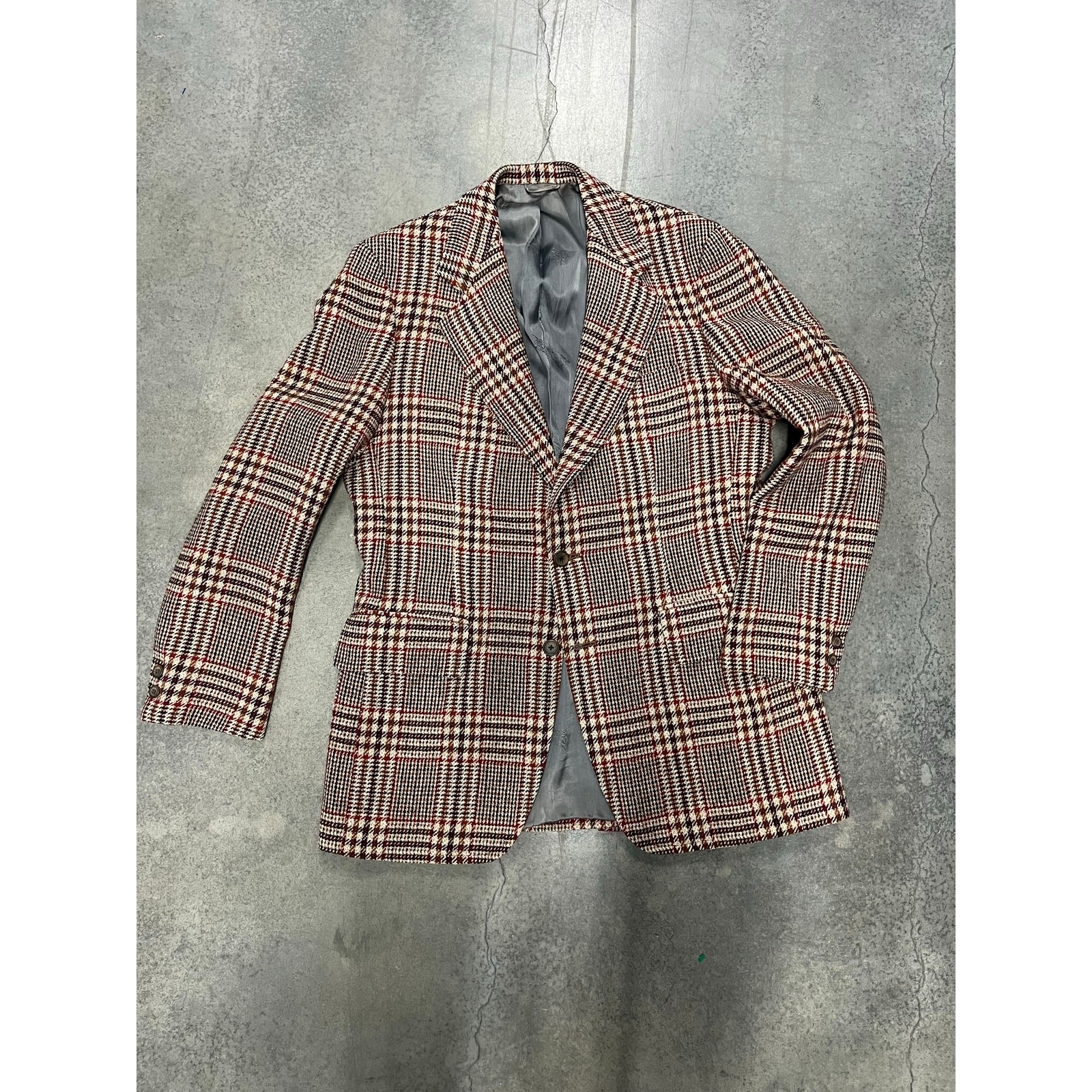 VTG Burberrys Tweed Blazer 40R English Woven Plaid Academia Preppy Old Money