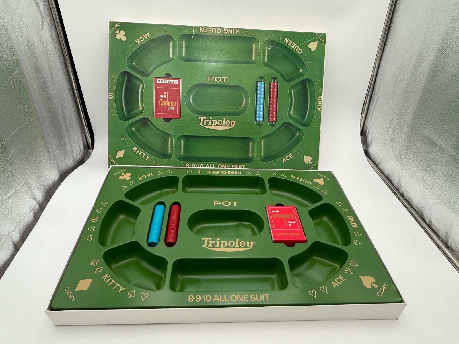 Vintage Cadaco Tripoley Special Edition No. 300 With Box Tray Cards, Chips 1968