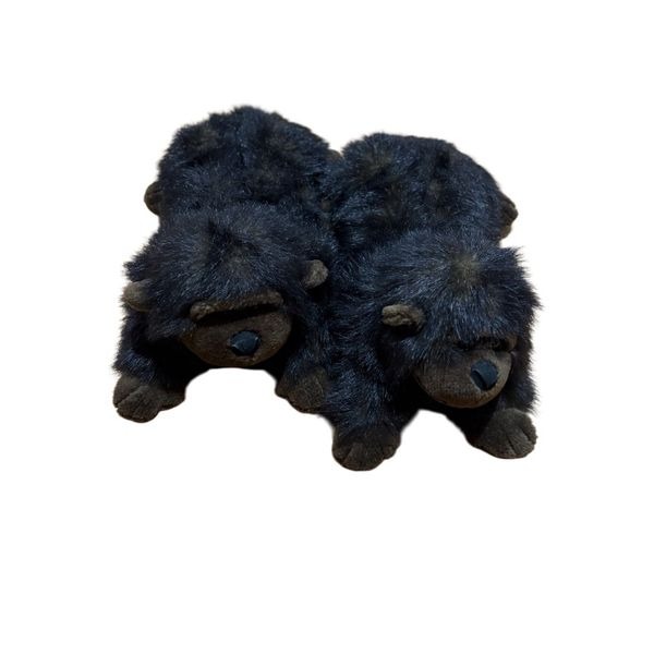 Sound Mates Black Fury Gorilla? Animal Slip On Slippers Size Large 10-12