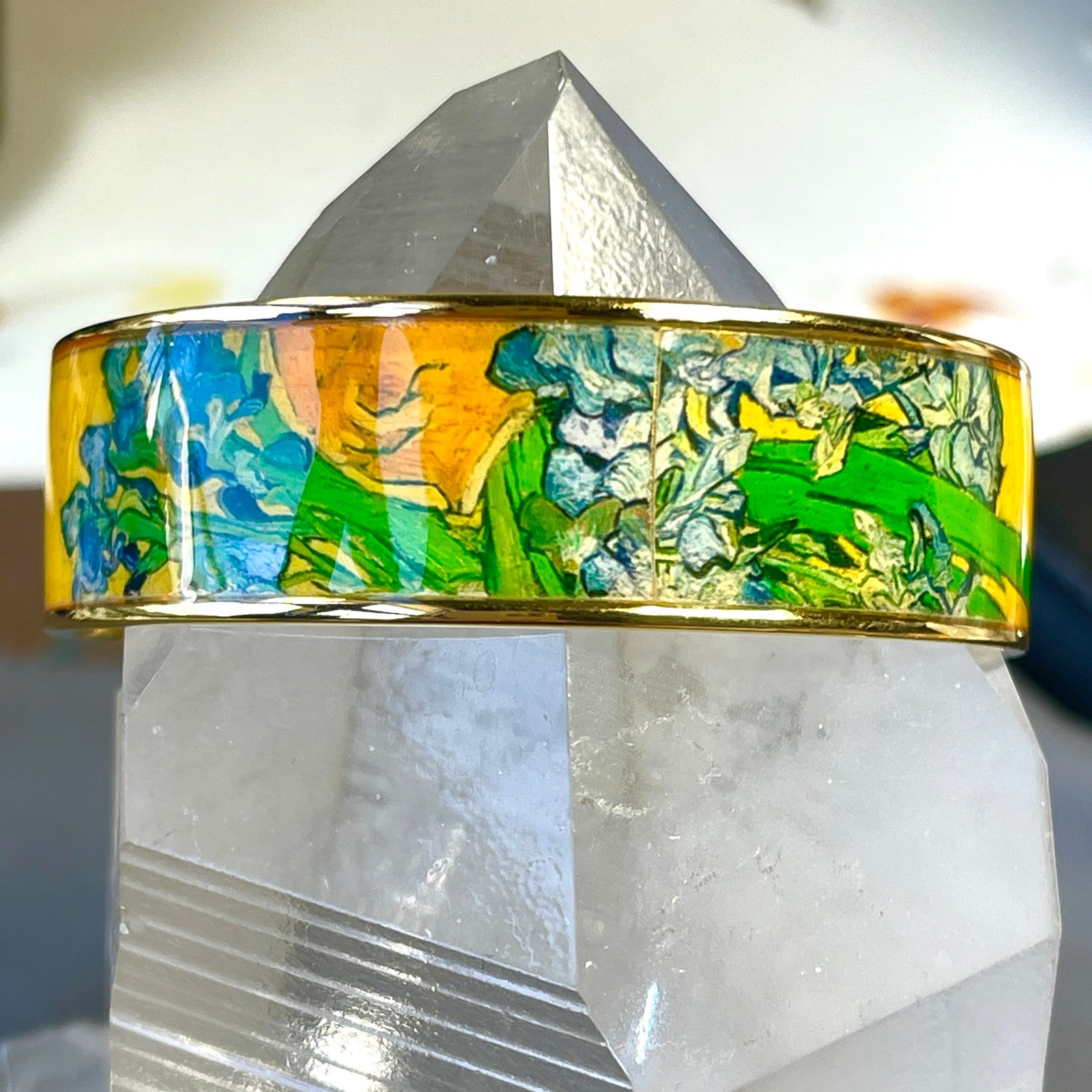 Vintage Erwin Pearl Van Gogh Irises 22k gold plated bangle bracelet