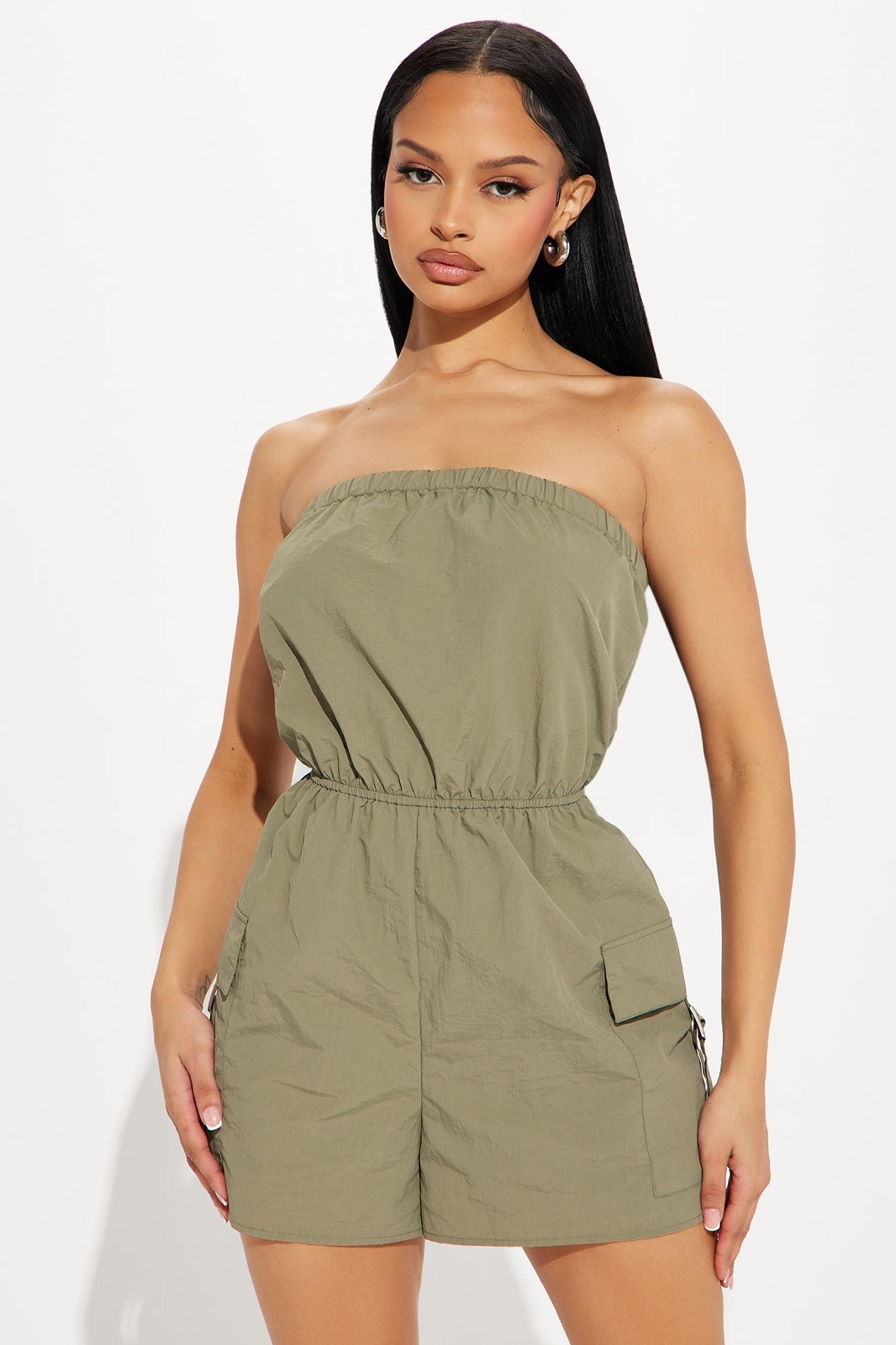 No Boundaries Khaki Romper Jumpsuit XL