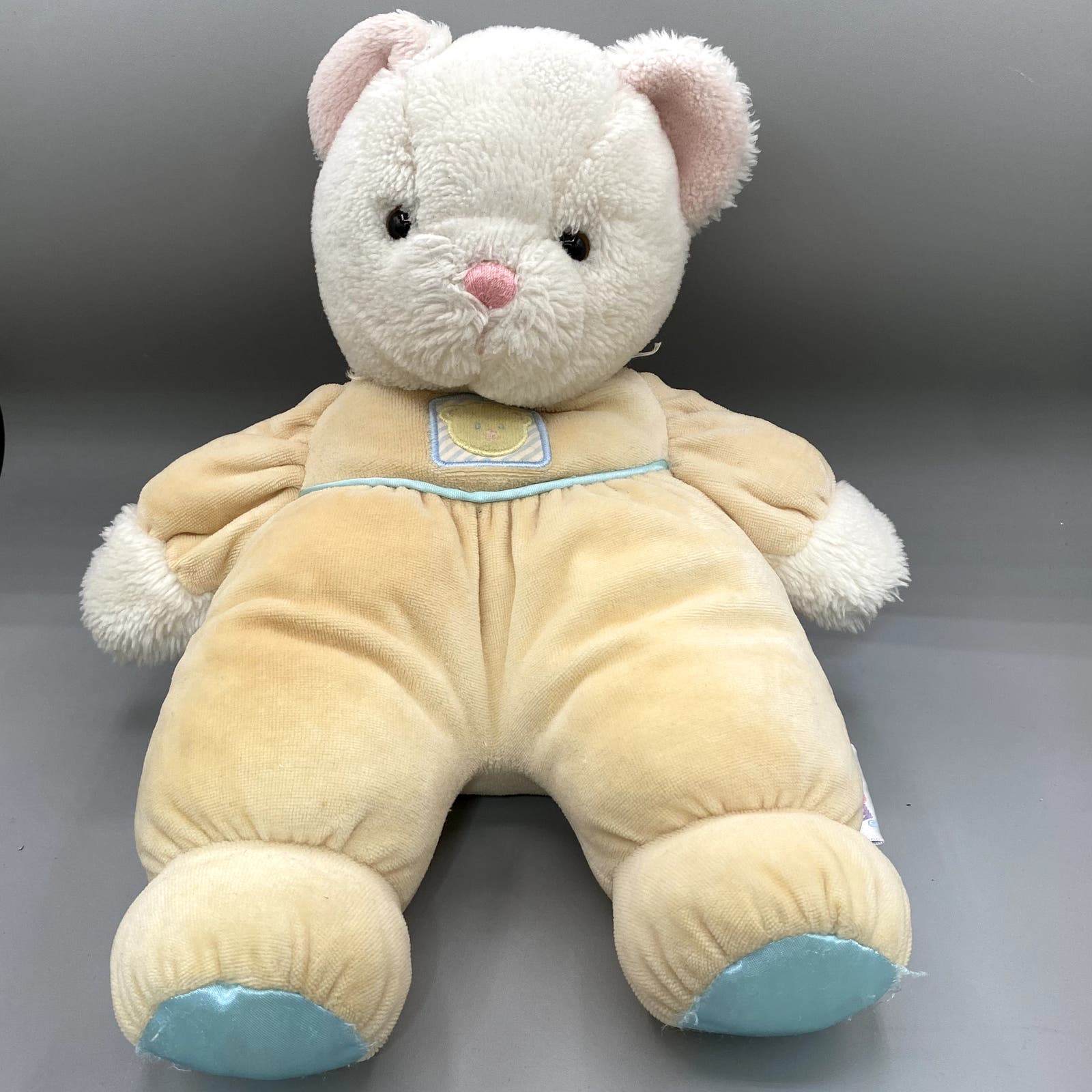 Eden Vintage Yellow Velour Teddy Bear Plush Toy Doll RARE
