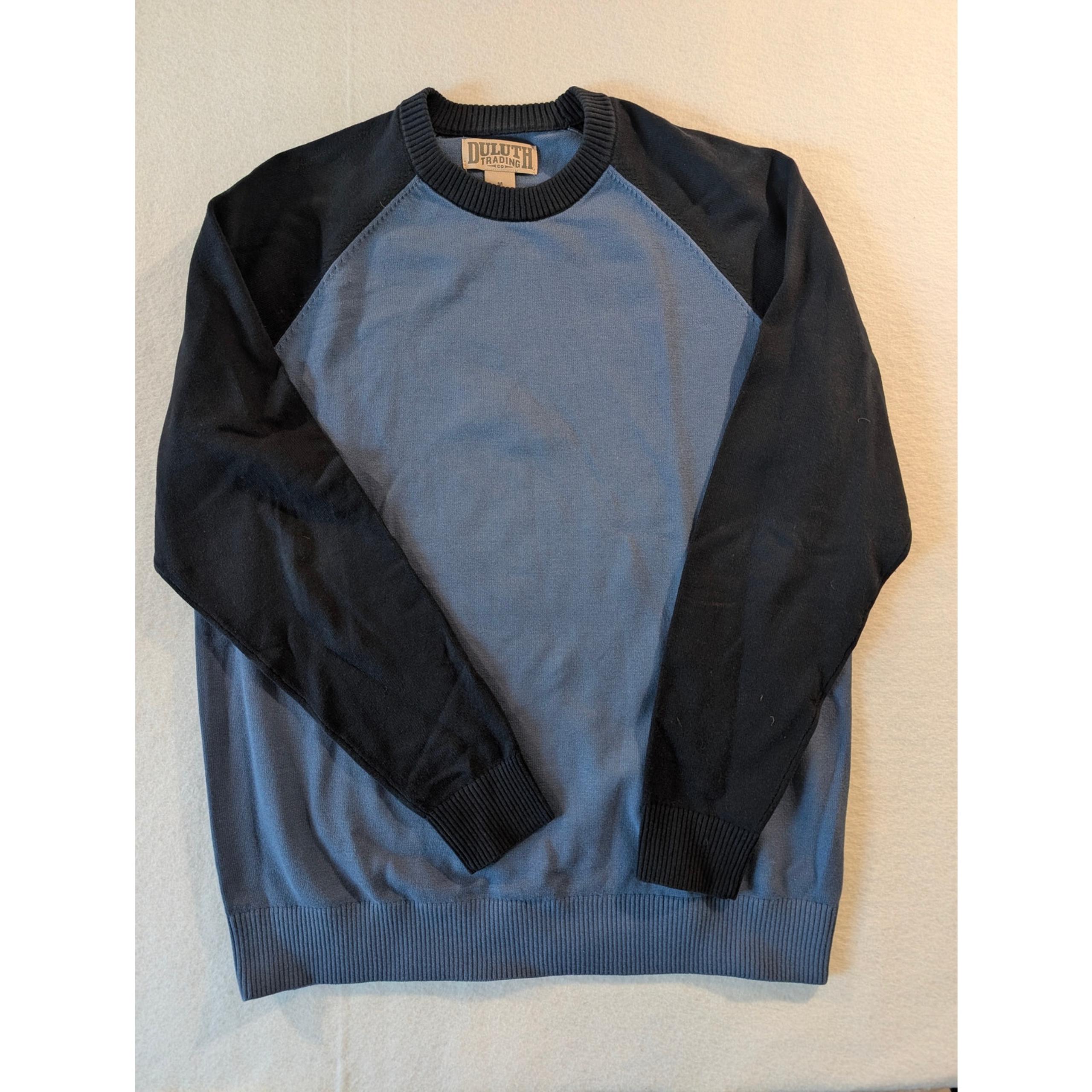 Duluth Trading Co. men's raglan crewneck sweater size Medium blue and black - Duluth Trading Company