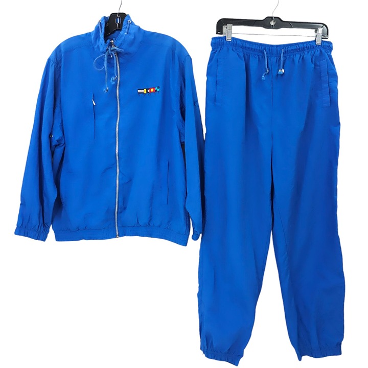 Vtg Catalina Wind Suit Tracksuit Blue Sz M Windbreaker Jacket Pant 80s 90s Retro