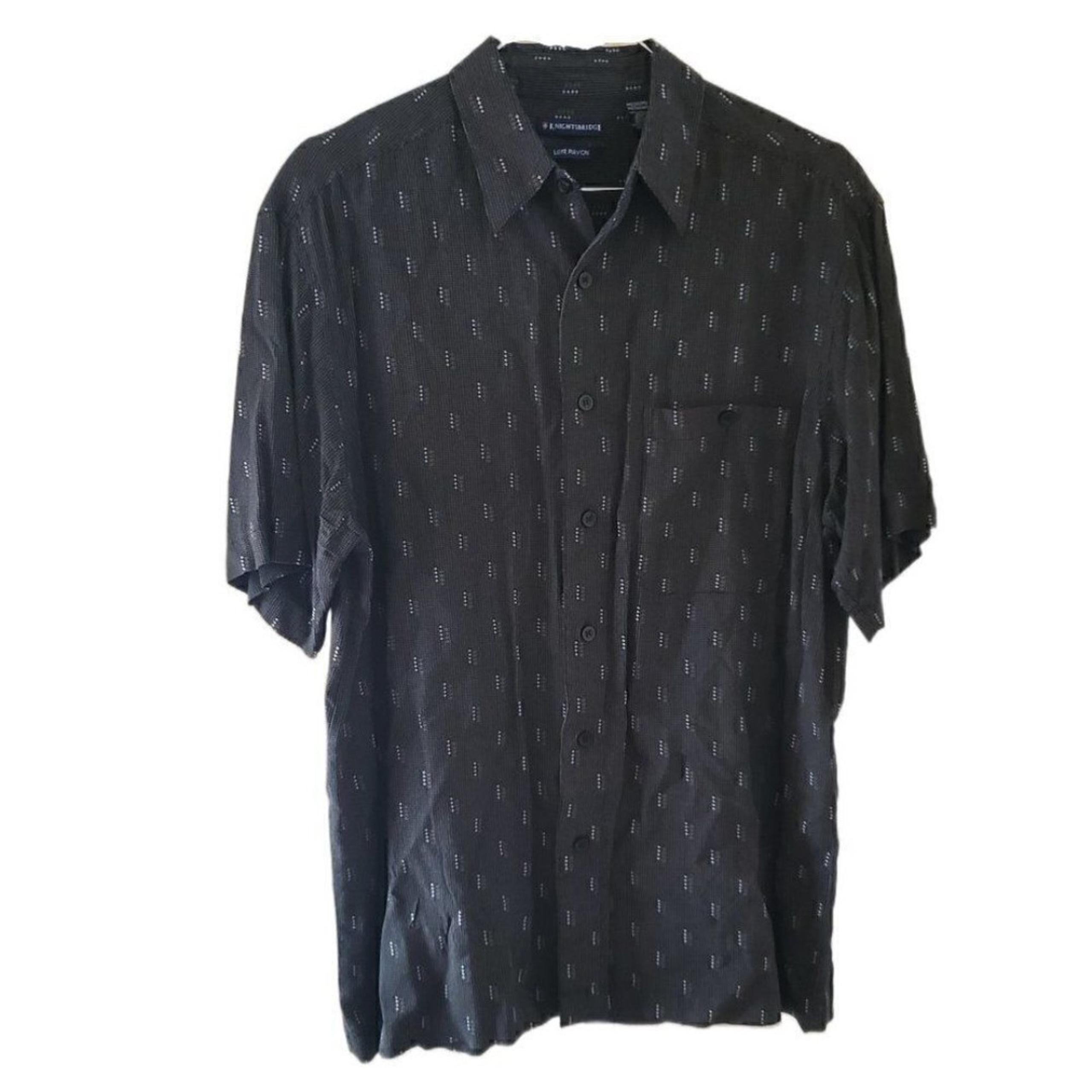 Knights Bridge Men's Gray Patterned Short Sleeve Button Down Shirt