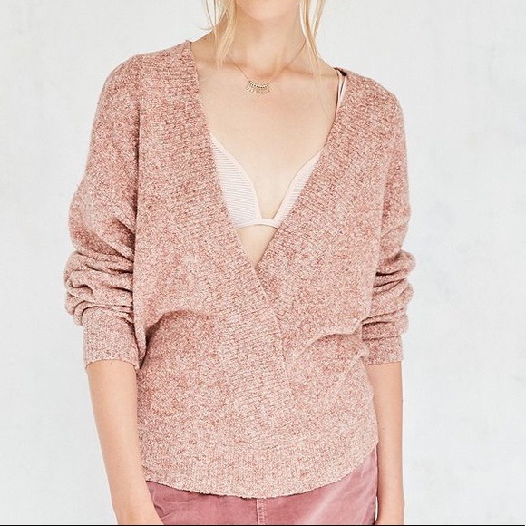 L Urban Outfitters pink wrap sweater