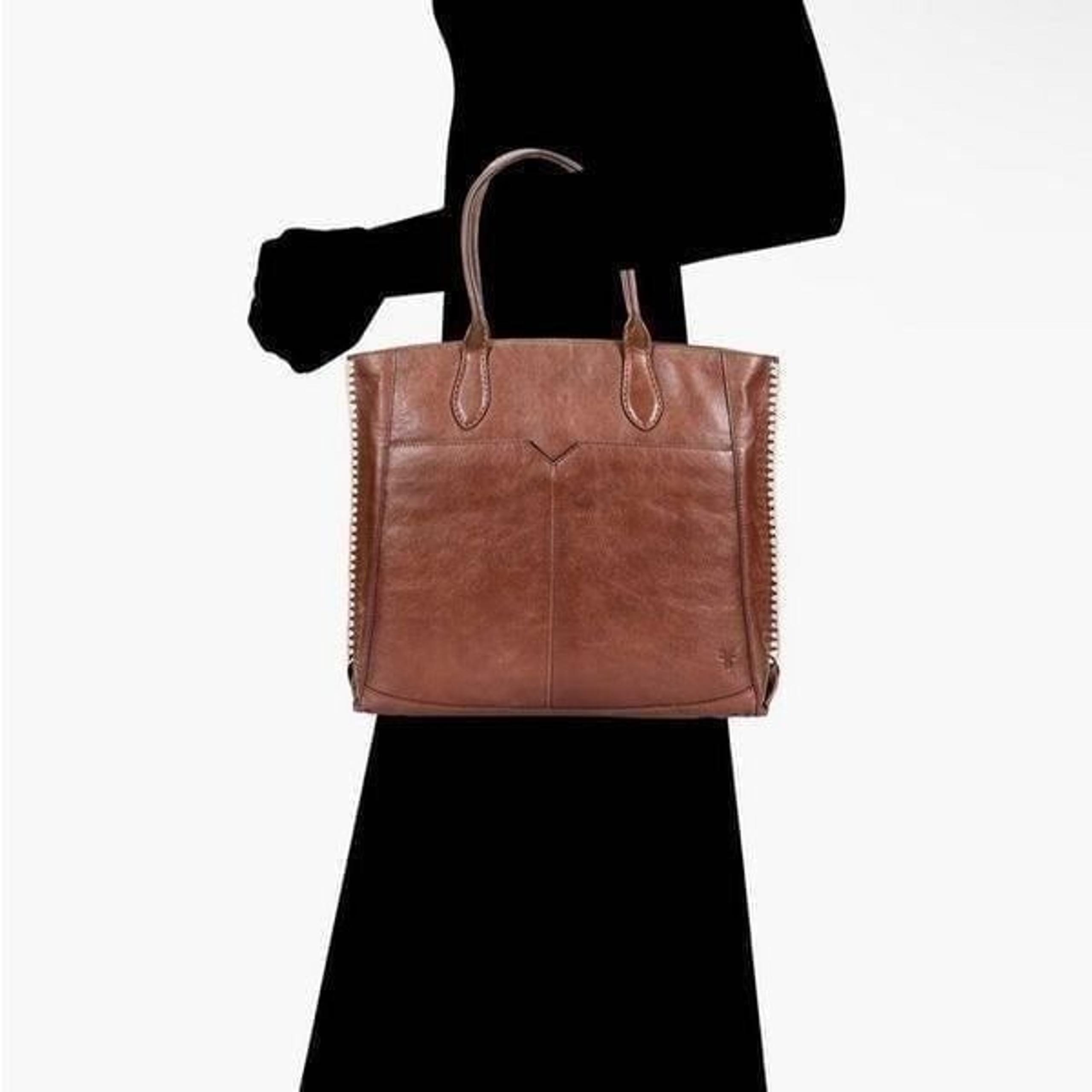 Frye Cognac Mae Whipstitch Leather Tote Bag. New with Tag (NWT). Retail $358