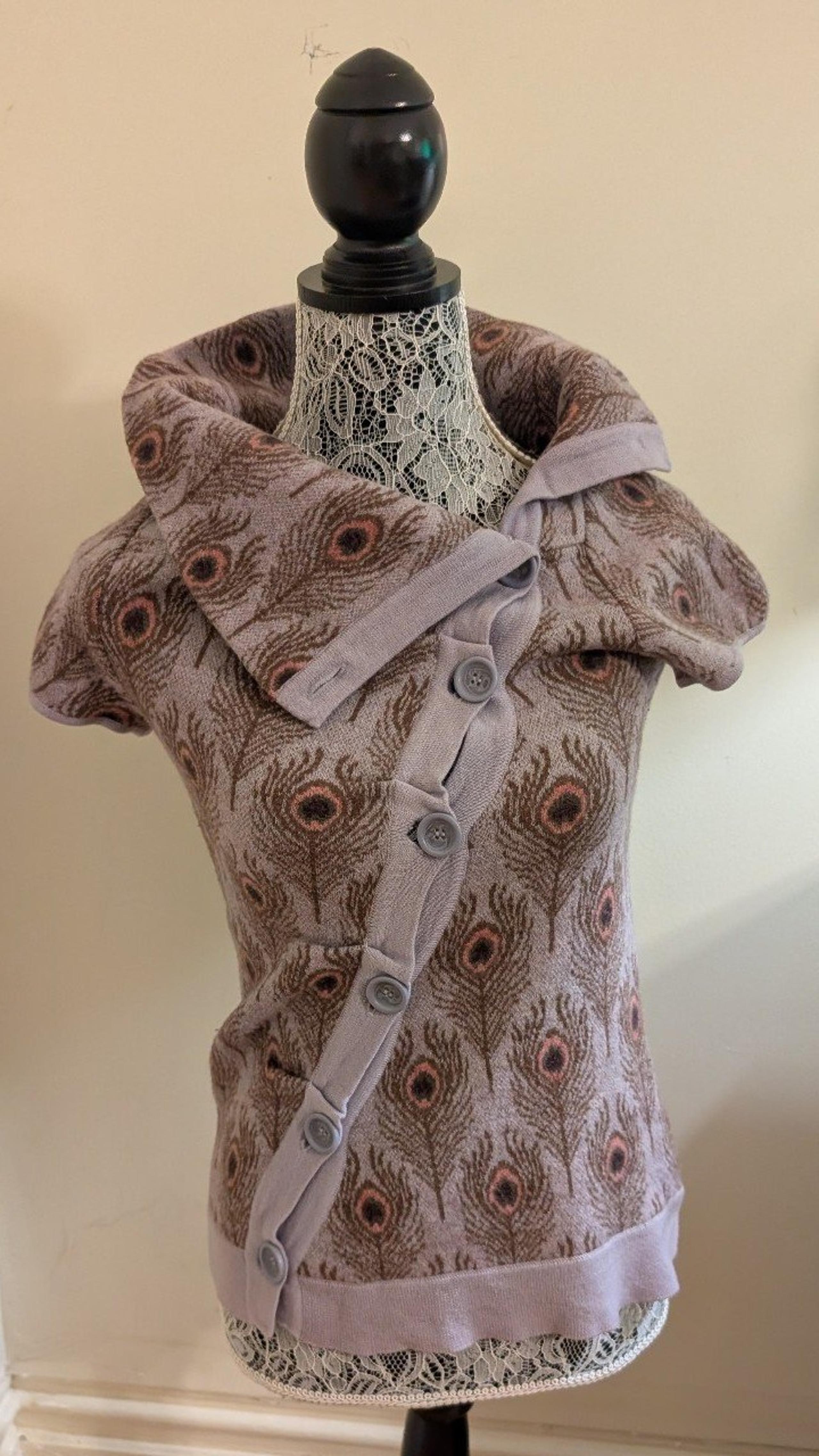 Moth Purple and Brown Knit Cowl Neck Sweater