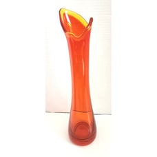 Hand Blown Stretch Glass Orange Vase