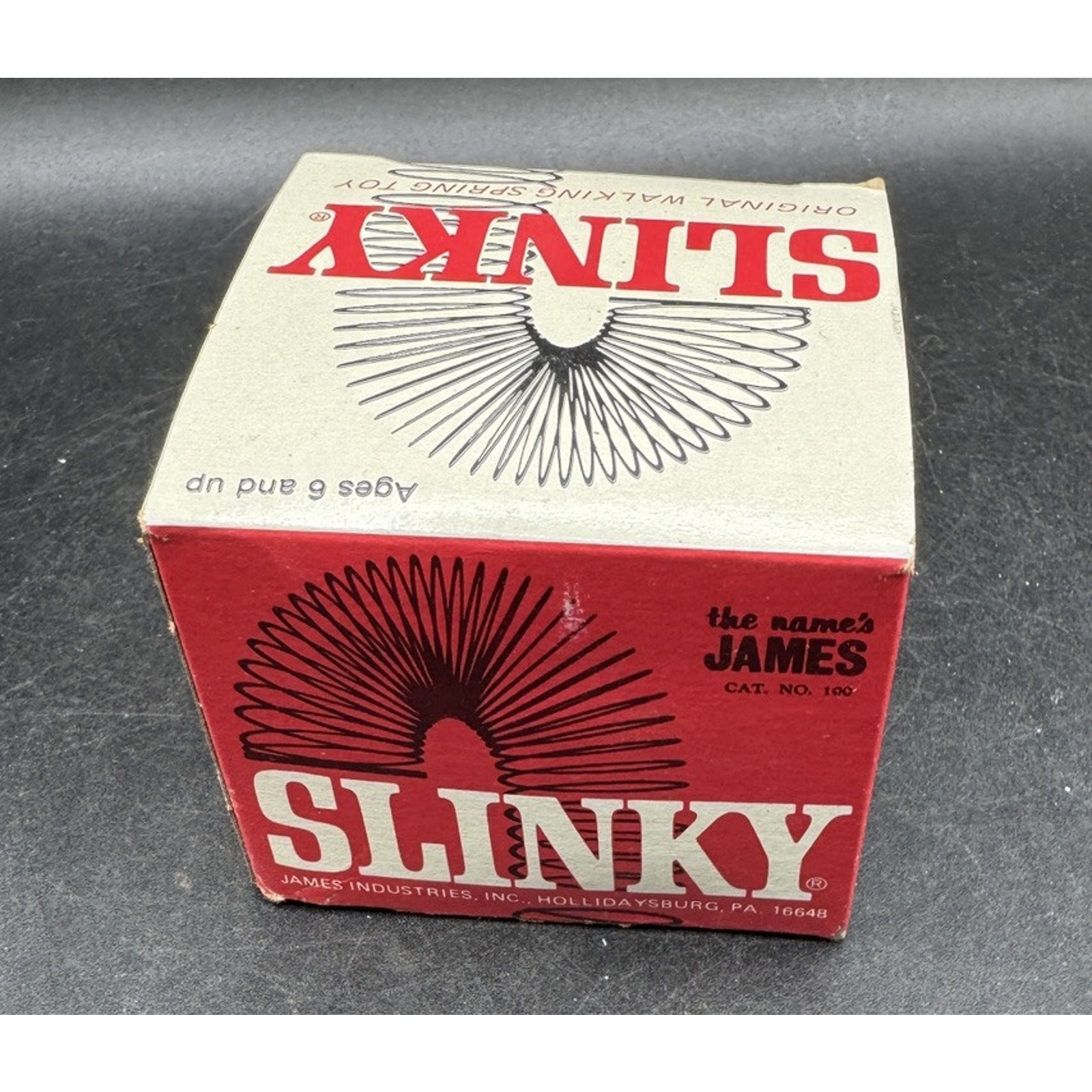 Vintage Original James Industries Metal Slinky Toy Original Box! USA -TO13