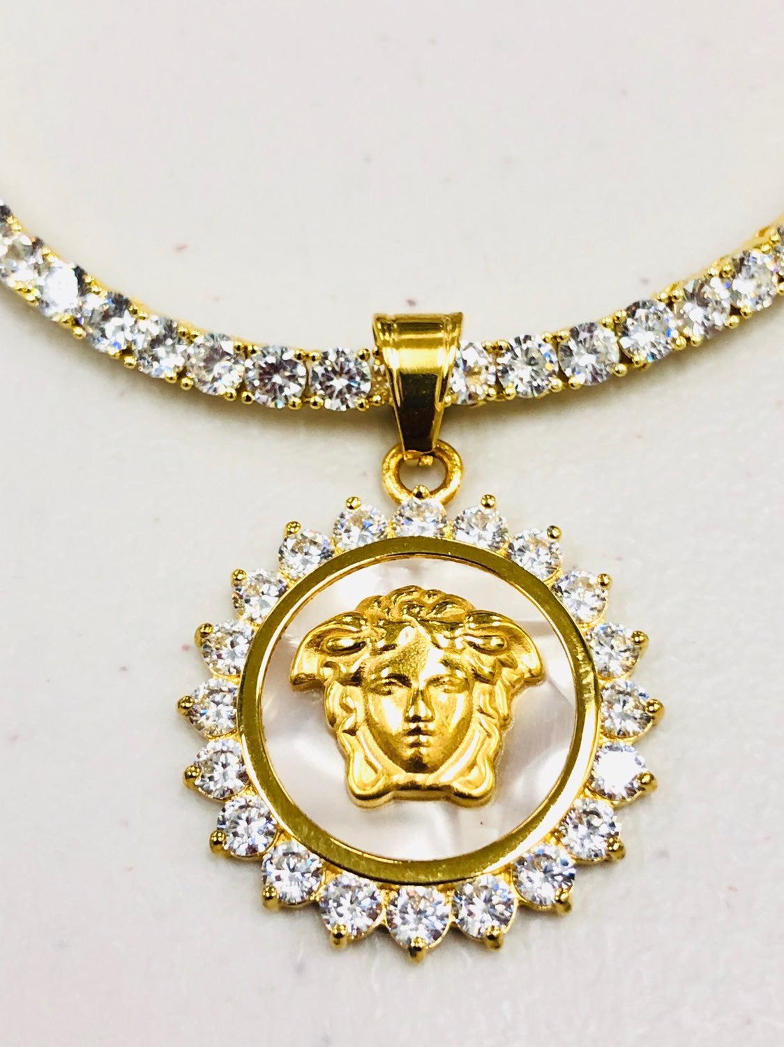 14k Gold Filled Finish Medusa Necklace