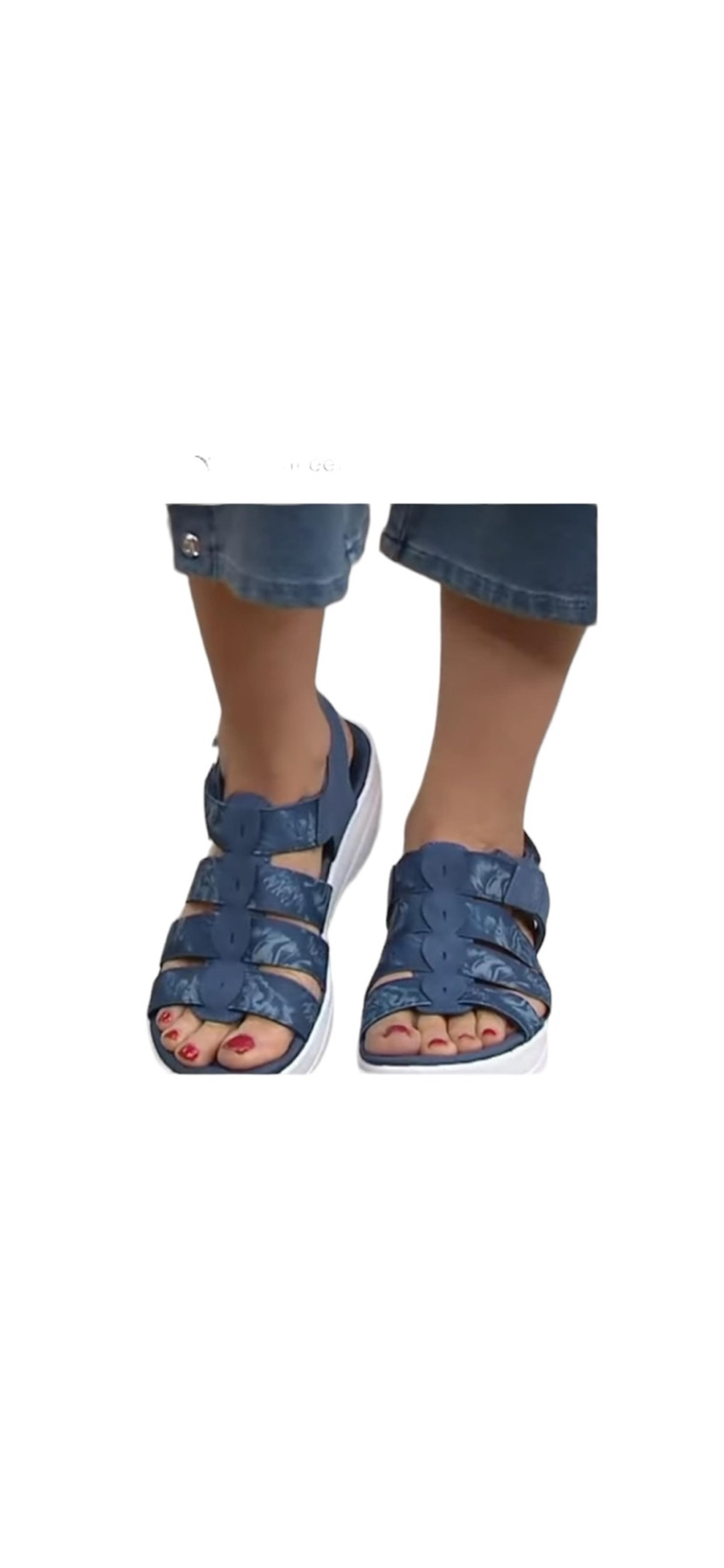 10M Ryka Plush Fit Multi-Strap Adjustable Wedge Sandals Aloha Blue