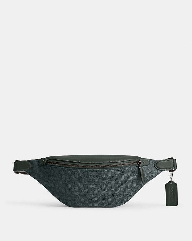 NWT Coach Charter Belt Bag 7 in Micro Signature Jacquard & Leather