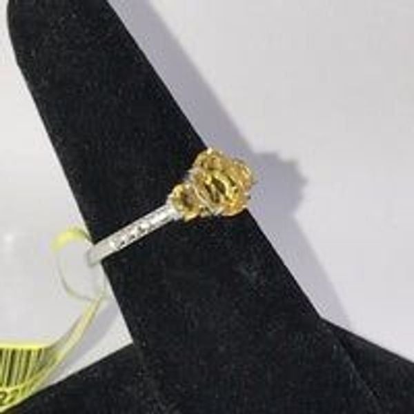 Citrine Sterling Silver Platinum Ring