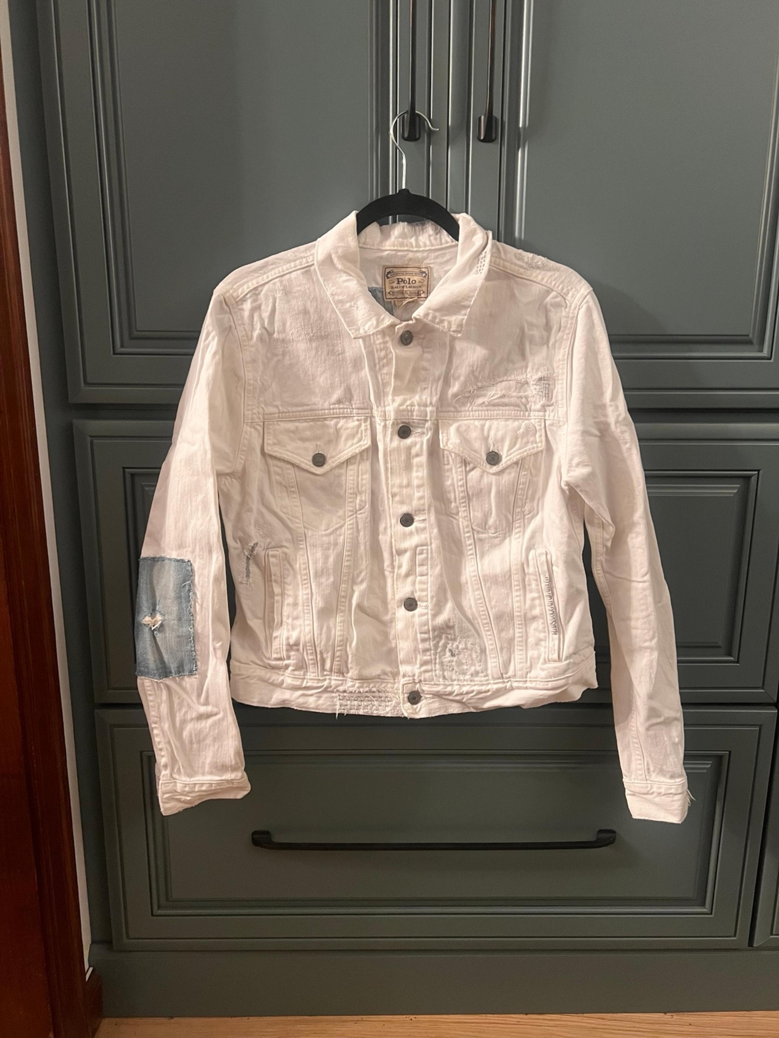 Polo Ralph Lauren Denim Jean Jacket Distressed with Patches