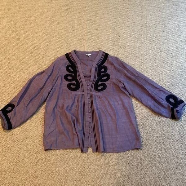 Joie Purple Viola Tunic With Black Soutache