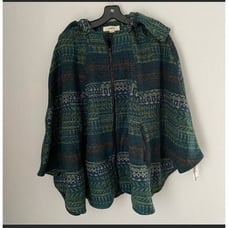 Wildflowers Women’s Hoodie Thick Aztec Print Full Zipper Cape Poncho One Size