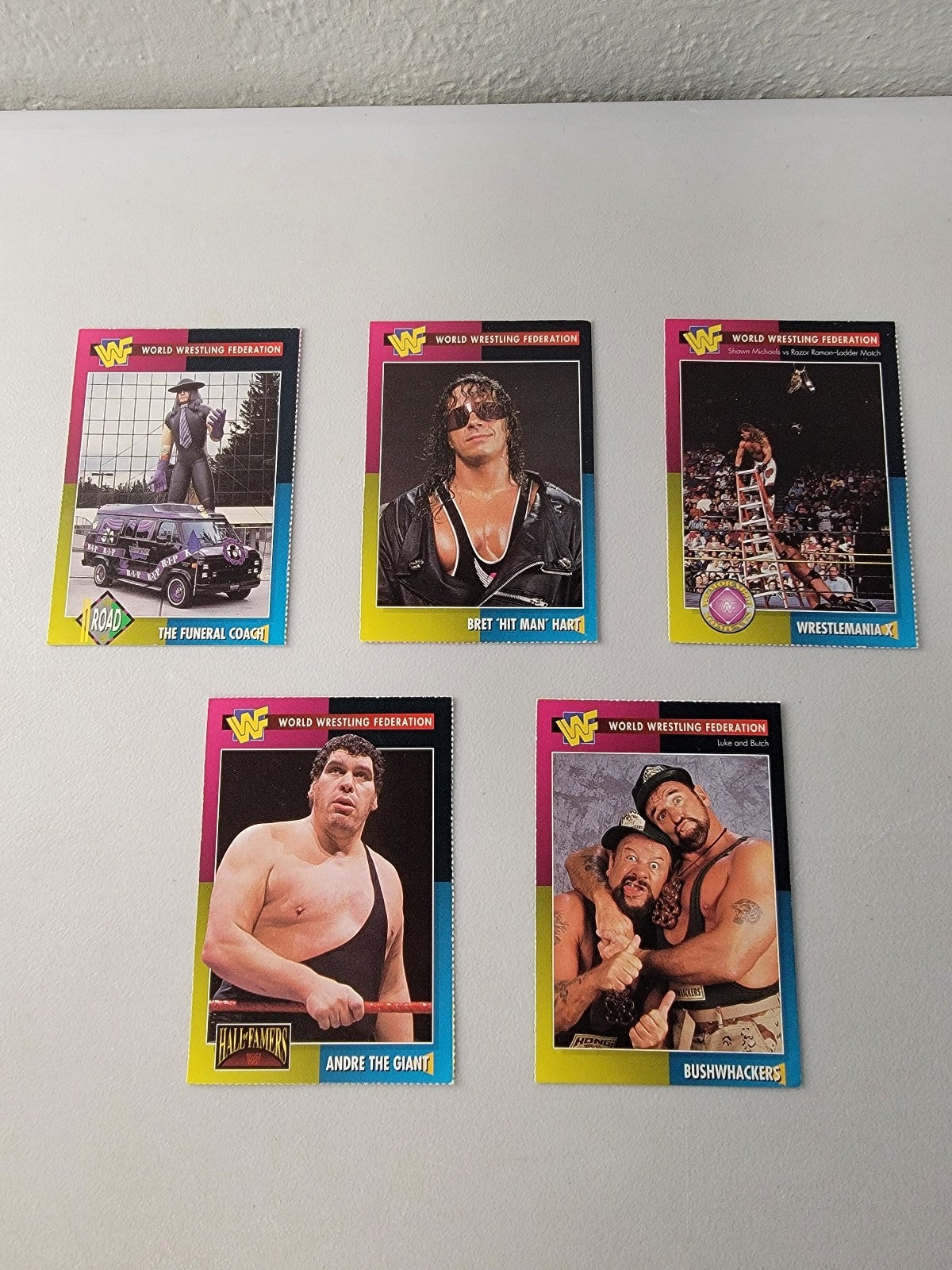 Lot of 5 Collectible World Wrestling Federation Cards Hard to Find WWF