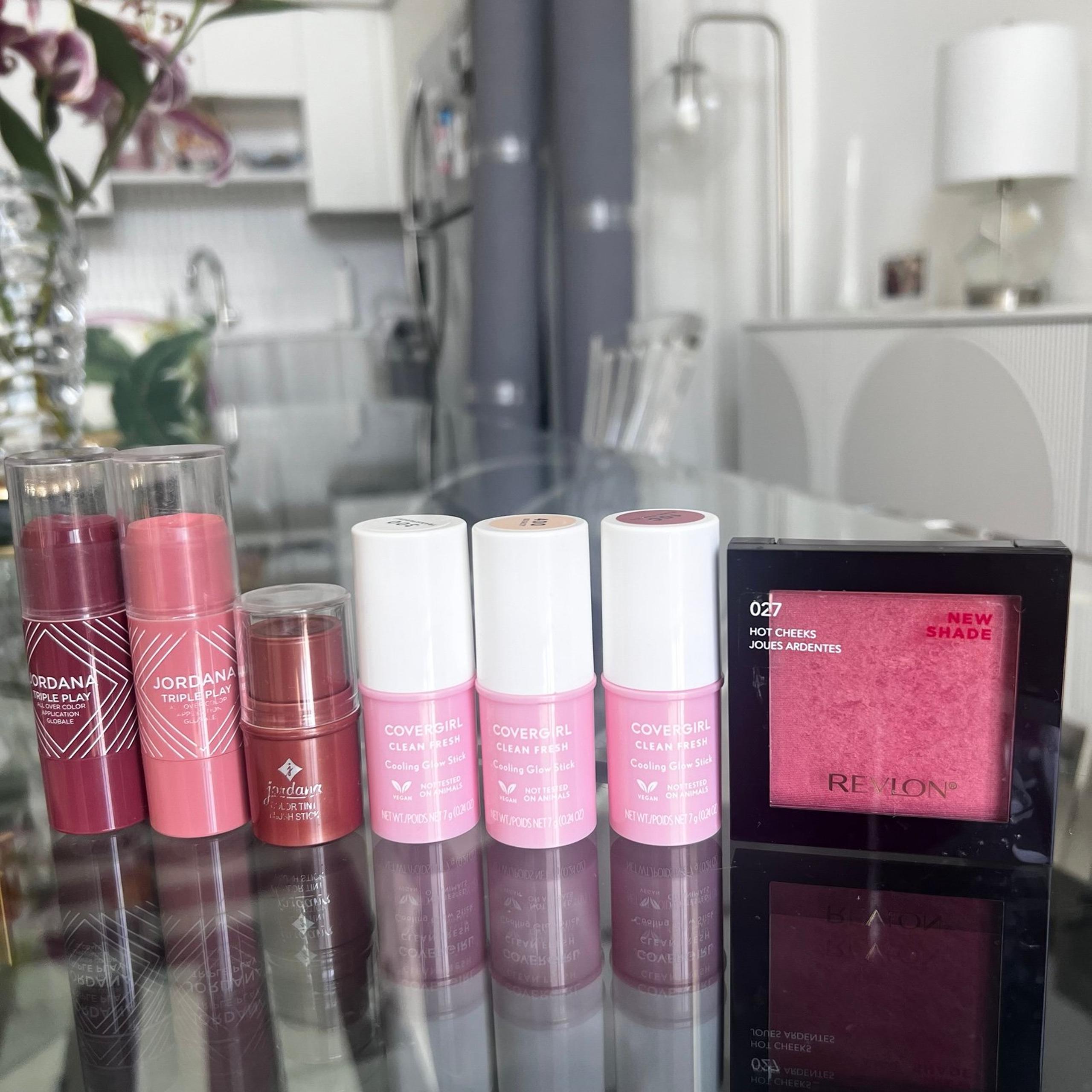 Cream stick blush highlighter bronzer glow Jordana Revlon face bundle - CoverGirl