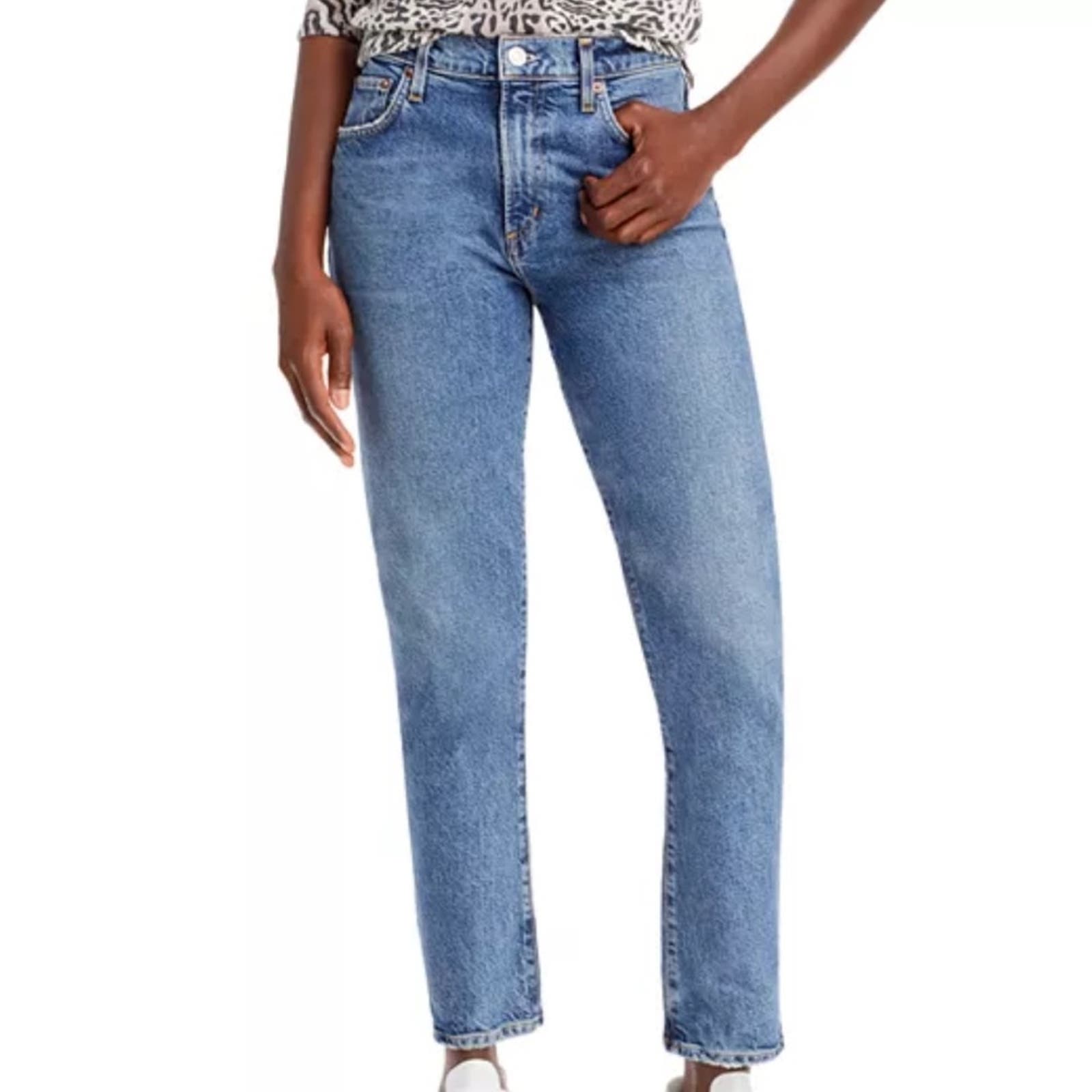 NWT AGOLDE Toni Mid Rise Straight Leg Jeans in Dime