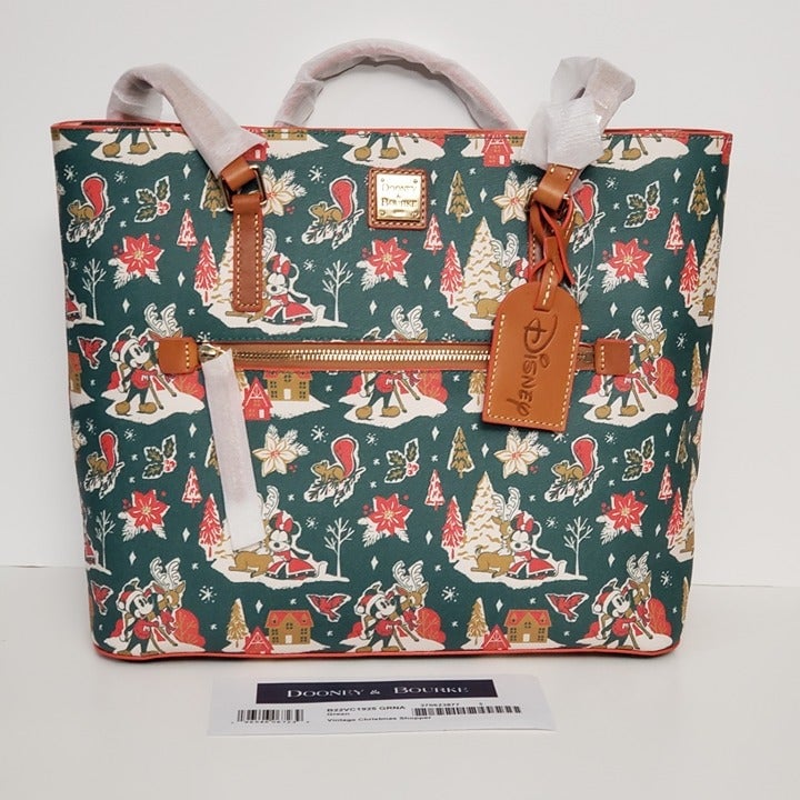 Disney Parks Mickey and Minnie Mouse Christmas Dooney & Bourke Tote Bag NWT